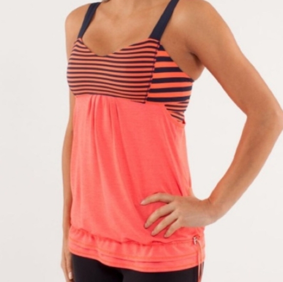 LULULEMON Orange Blue Loose Tank + Bra 10 - Picture 1 of 9